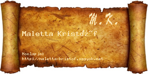 Maletta Kristóf névjegykártya